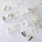 Ginger Ray White & Gold Foiled I Do Crew Party Bridesmaid Sash-2 Pack