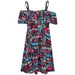 Girls Skater Dress Kids Floral Print Summer Party - Off Shoulder Dress Cool Graffiti 9-10