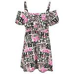 Girls Skater Dress Kids Floral Print Summer Party - Off Shoulder Dress Selfie Graffiti 13