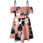 Girls Skater Dress Kids Floral Print Summer Party - Off Shoulder Dress Style No 1 7-8