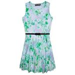 Girls Skater Dress Kids Mini Floral Print Summer Party Dresses New Age 7 8 9 10 11 12 13 Years Green