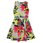 Girls Skater Dress Kids Neon Tropical Print Summer Party Dresses New Age 7 8 9 10 11 12 13 Years