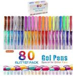 Glitter Gel Pens, Shuttle Art 80 Colours Gel Pens 40 Colours Glitter Gel Pen Set with 40 Refills for Adult Colouring Books Doodling Drawing Writing