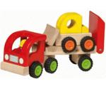 Goki Wooden Transporter Lorry And Trailer With Digger