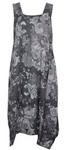 Gracious Girl Women Womens Fade Floral Italian Lagenlook Long Boho Pocket Linen Ladies Tunic Dress Dark Grey One Size: Regular (UK 10-16)