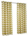 Hamilton McBride Chevron Ochre Ring Top / Eyelet Fully Lined Readymade Curtain Pair 46x54in(116x137cm) Approximately