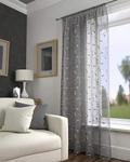 Harrogate Leaf Floral Grey Slot Top Voile Net Curtain Panel (55″ Wide x 54″ Drop)