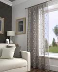 Harrogate Leaf Floral Taupe Natural Slot Top Voile Net Curtain Panel (55″ Wide x 54″ Drop)