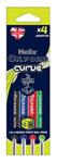 Helix Oxford Curve Ballpoint Pens (x4 Pack Assorted Colours) with Plastic Free Packaging