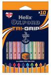 Helix Oxford Tri-Grip Ballpoint Pens (x10 Pack Assorted Colours) with Plastic Free Packaging