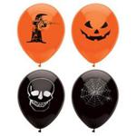 Henbrandt 15 x Spooky Halloween Orange & Black 23cm Printed Ballooons