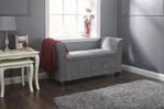 Home Source - Ottoman Window Seat Diamante Grey Chenille Fabric Toy Bedding Storage Box