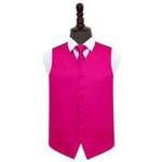 Hot Pink Plain Satin Wedding Waistcoat & Tie Set 36'