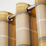 House Additions Brushed Heritage Check Eyelet Curtains Yellow 168 W x 137cm Drop