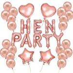 HusDow Hen Party Decorations, Hen Party Banners 20pcs Rose Gold Balloons for Hen Do Party Décor