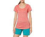 Icebreaker Womens Sphere SS Scoop Ember/Snow/Stripe