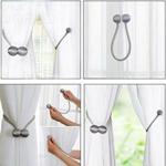 IHClink 2 Pieces Magnetic Curtain Tiebacks Clips Rope Holdbacks Grey