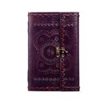 Indra Extra Large Stitched and Embossed Leather Journal with Clasp 145 x 240 mm