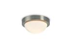 IP44 1 Light Small Flush Bathroom Ceiling Light Satin Nickel & Opal Glass