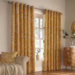 Irwin Pair of Eyelet Lined Curtains Ochre 168 x 137 cm