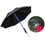 Itian® Novelty LED Lightsaber Umbrella With 7 Colors To Change On The Shaft The Cool Light Up Umbrella (Black Canopy)