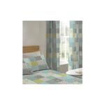 Jessica, Teal Patchwork Eyelet Curtains 72s