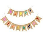 jijAcraft Happy Birthday Banner,11.5 Feet Burlap Birthday Banner Bunting, Linen Birthday Decorations Bunting