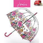 Joules Cambridge Floral Anniversary Birdcage Walking Umbrella Clear Dome Canopy