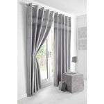 Kimberley Silver Faux Silk Fully Lined Ready Made 66 x 90 Inch Drop Pair Curtainswith Strips of Dazzling Diamante, Silver