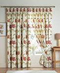 Kinsale Lined Floral Tape Top Curtains (Pair) - 46″ x 54″ - Finished in Terracotta