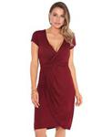 KRISP Short Sleeve Casual Jersey Wrap Design Dress, 10, Wine, 6678-WIN-10