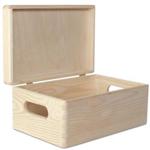 Large Wooden Box Storage Toy Keepsake Wood Plain | 30 x 20 x 14 cm | with Lid | with Handles | Unpainted Chest Perfect for Documents, Valuables,...