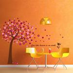 Leegoal Hot Pink Cherry Blossom Tree Wall Decor Removable Decal Sticker