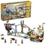 LEGO 31084 Creator 3in1 Pirate Roller Coaster Funfair Skull and Ship Ride Model Building Set with 4 Minifigures, Seaside Toys for Kids 9-14 Years Old