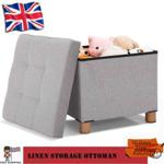 Light Grey Ottoman Large Storage Box Foot Stools Single Seater Bench Seat UK