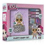 L.O.L. Surprise ! Girls Diary Journal | LOL Doll Kitty Queen Fluffy Diary Set For Girls With Plush Cover and Stickers | Journal Diaries and Stickers Set | Gift For Kids | Great Presents For Girls