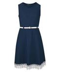 LOTMART 3794 Navy 13-14 Y Girls Belted Dress