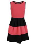 LOTMART Girls Summer Sleeveless Skater Dress Textured Casual in Coral 13-14 Y