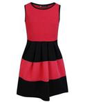 LOTMART Girls Summer Sleeveless Skater Dress Textured Casual in Red 13-14 Y