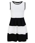 LOTMART Girls Summer Sleeveless Skater Dress Textured Casual in White 7-8 Y