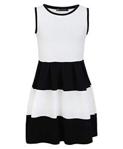 LOTMART Girls Summer Sleeveless Skater Dress Textured Casual in White 9-10 Y