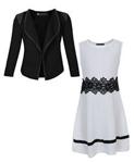 LOTMART White Black 11-12 Y Girls Sleeveless Dress Bundle with Blazer