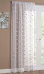 LOVE HEART Metallic Silver Voile Net Curtain Slot Top Single Panel White/Silver 55″ width x 72″ drop