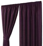 Luxury Faux Silk Slubbed Aubergine Fully Lined Readymade Curtain Pair 46x72in(116x182cm) Including One Pair Of Co-Ordinating Tiebacks.