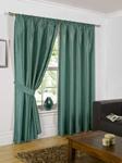 Luxury Faux Silk Slubbed Teal Fully Lined Readymade Curtain Pair 46x54in(116x137cm) Including One Pair Of Co-Ordinating Tiebacks.