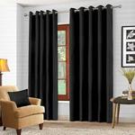 Luxury Pair Thermal Blackout Curtains Ring Top Eyelet Fully Lined insulated Super Soft Solar Blackout 168 x 183cm - Black