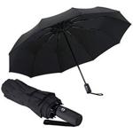 Malaxlx Compact Lightweight Fast Drying Folding Travel Umbrella, Reinforced Windproof Canopy Frame, Auto Open/Close, Slip-Proof Handle for Easy Carry - Black