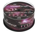 MediaRange CD-R 700MB 80min 52x Inkjet fullprintable 50pk Cakebox