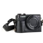 MegaGear MG951 Ever Ready Leather Half Case and Strap with Battery Access for Canon PowerShot G7 X Mark II Camera - Black