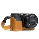 MegaGear MG962 Ever Ready Leather Half Case and Strap with Battery Access for Sony Alpha A6300/A6000 Camera - Light Brown